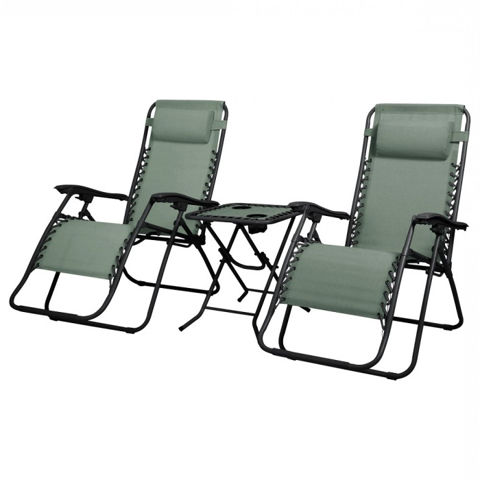 Set of 2x green DELUX lounger + table