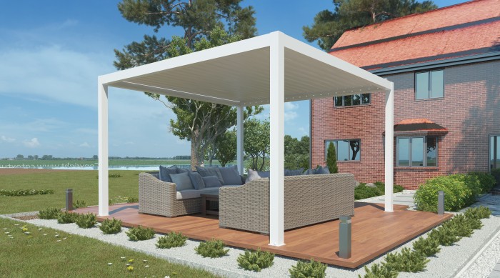 Pergola elektryczna LUXE 3.5x3.5m biała z LED