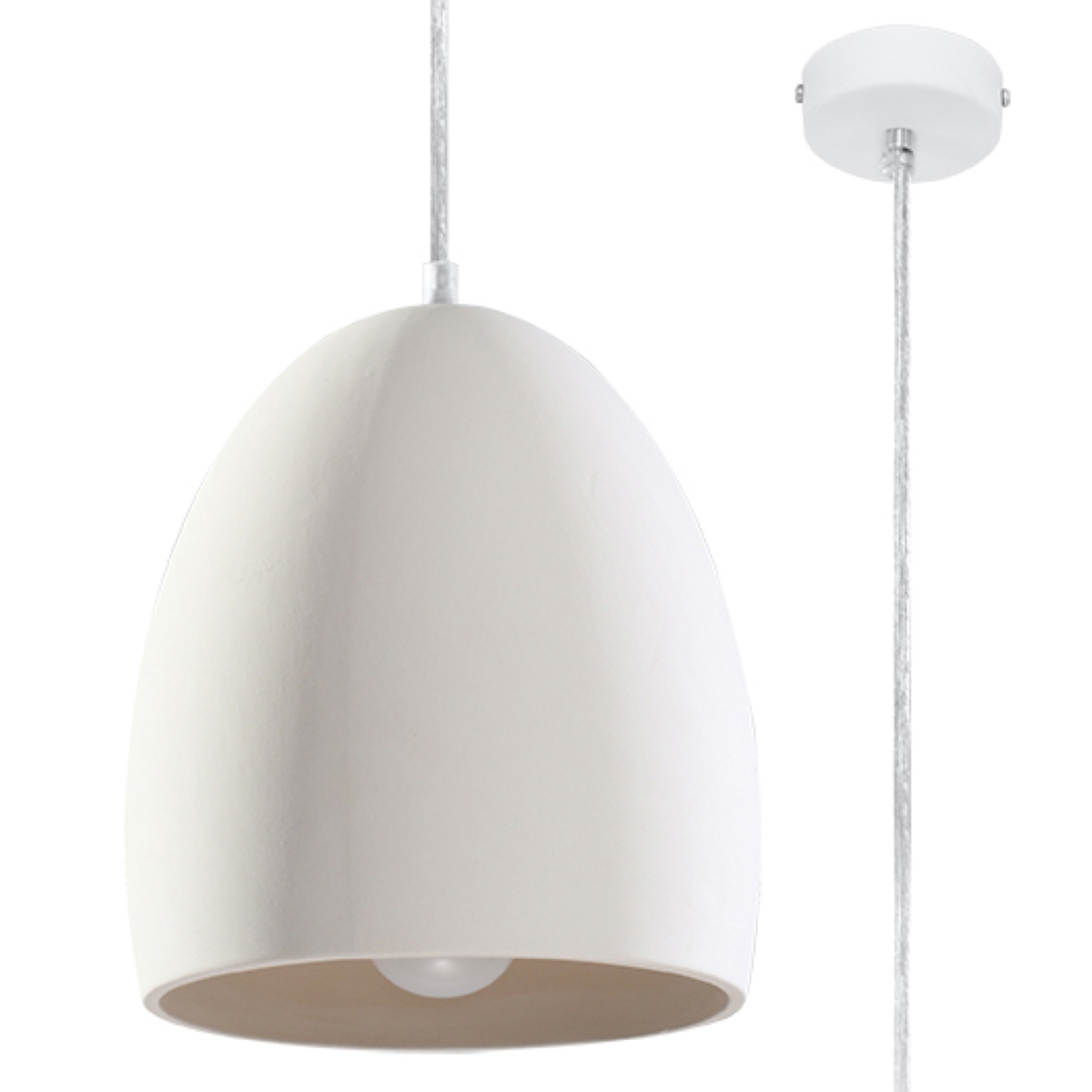 Lampa wisząca ceramiczna FLAWIUSZ biały 1xE27