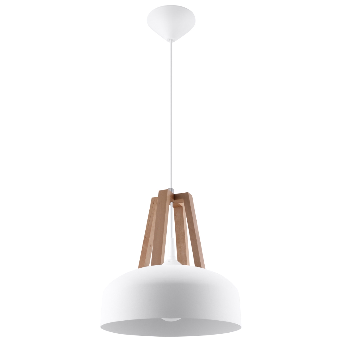 Lampa wisząca CASCO biała/naturalne drewno 1xE27