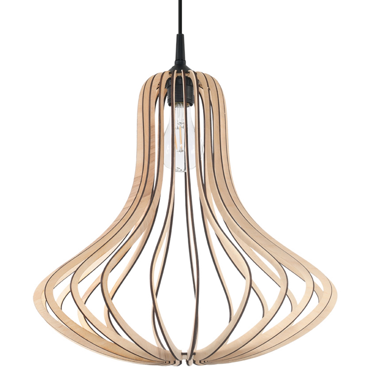 Lampa wisząca ELZA drewno 1xE27