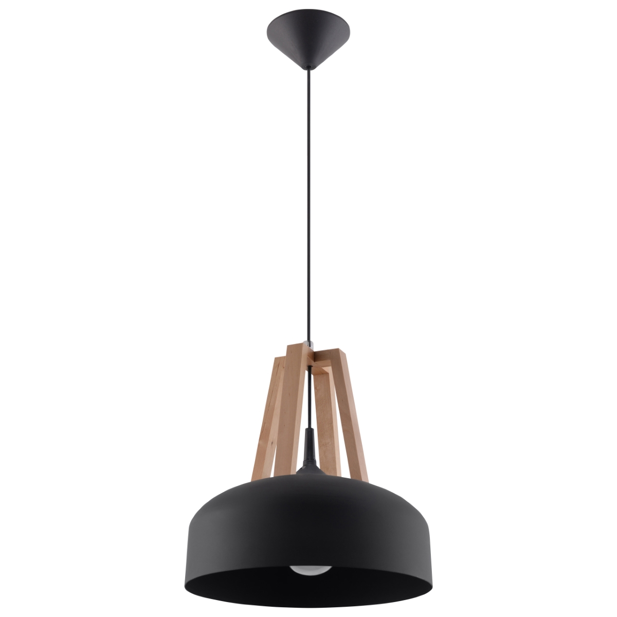 Lampa wisząca CASCO czarna/naturalne drewno 1xE27