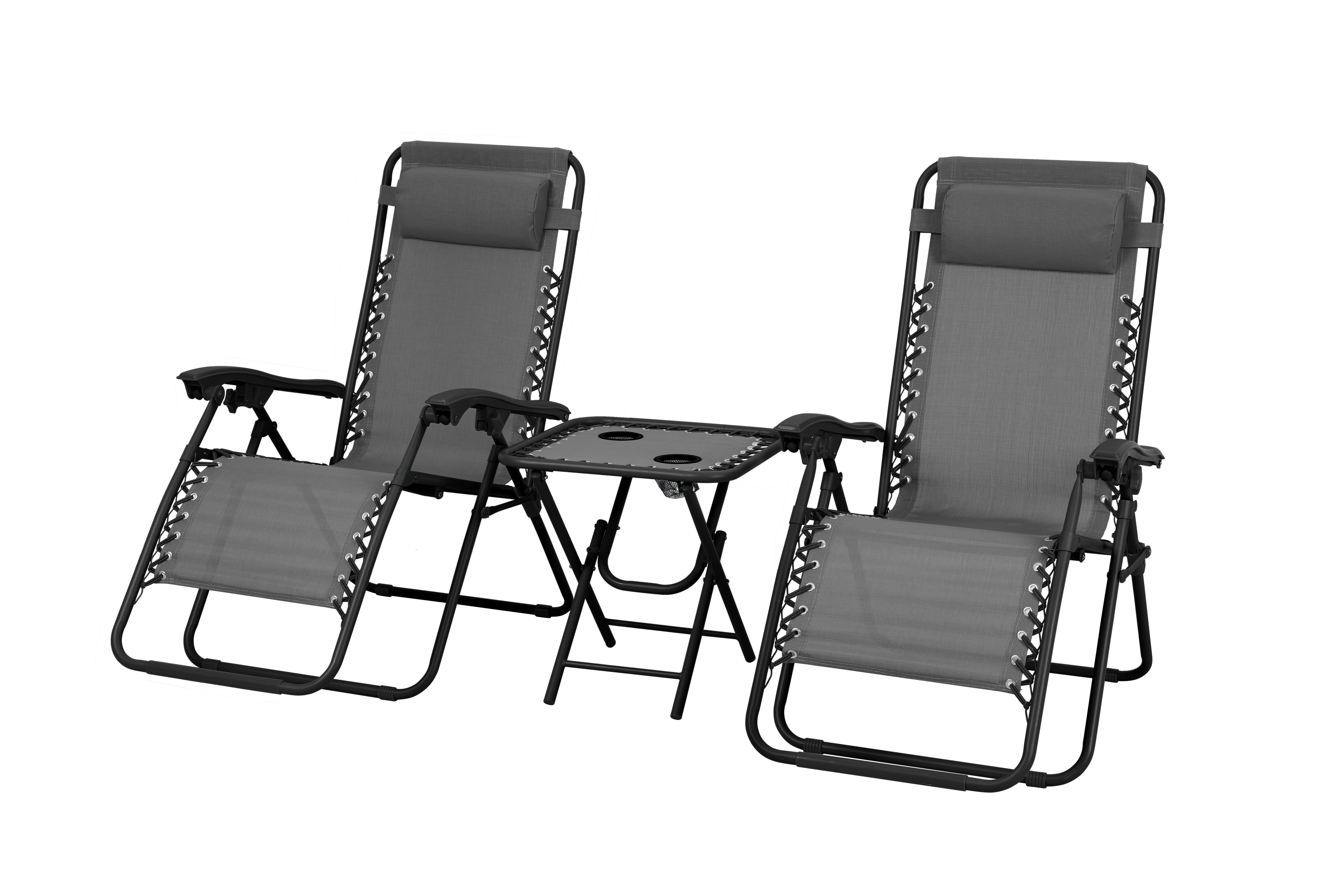 Set of 2x DELUX gray lounger + table